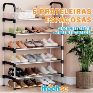 Rack Sapateira Vertical 5 Prateleiras 15 Pares Aço Inox