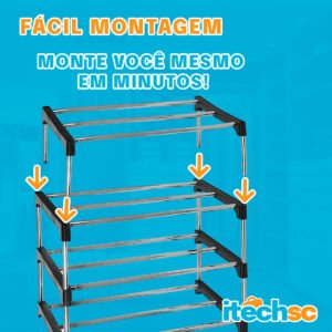 Rack Sapateira Organizador 5 Prateleiras Inox P/ 15 Pares