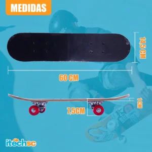 Skate Infantil Semi Profissional Montado Estampado 60cm 45kg