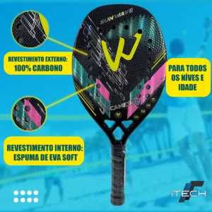 02 Raquetes Beach Tennis Carbono 3k Profissional + 06 Bolas (21)