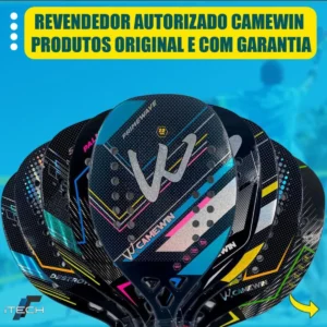 02 Raquetes Beach Tennis Carbono 3k Profissional + 06 Bolas Destroyer Amarelo