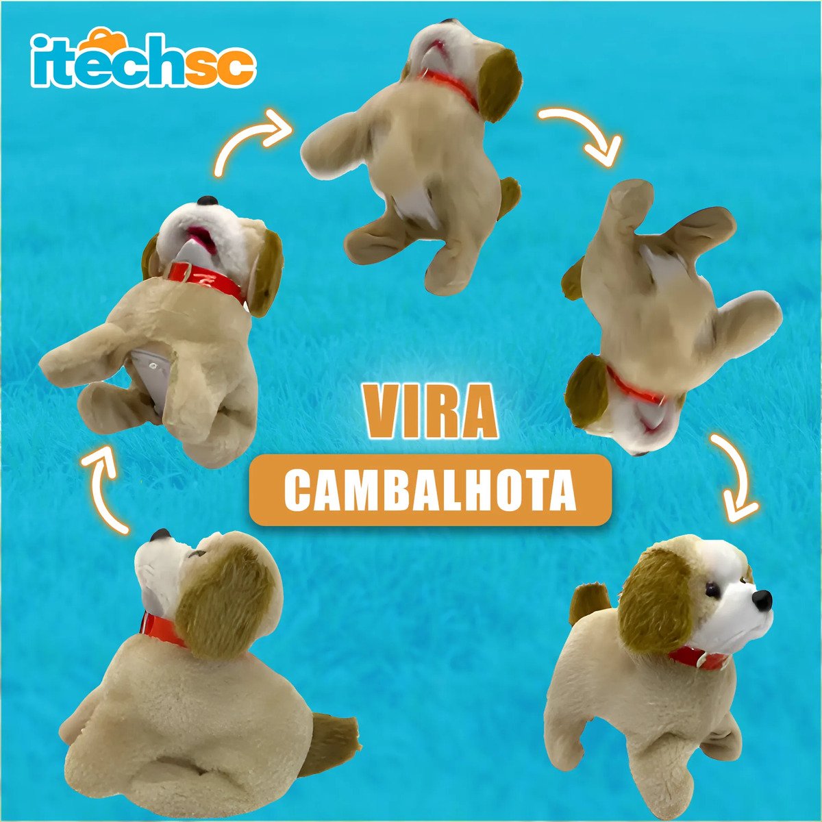 Cachorro De Pelúcia Pula Anda Late Da Cambalhota Brinquedo