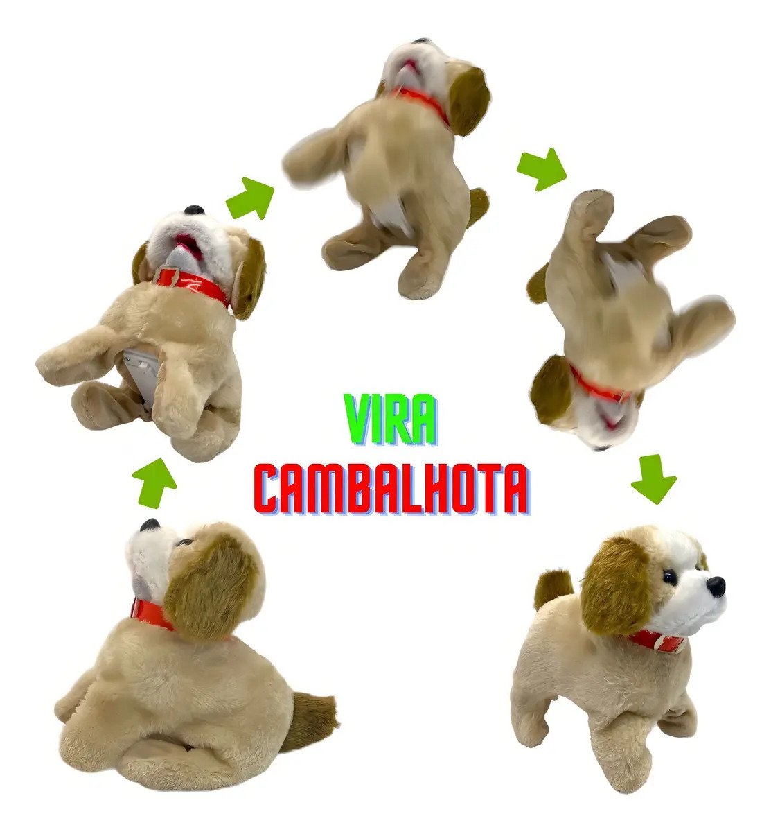 Cachorro De Pelúcia Pula Anda Late Da Cambalhota Brinquedo