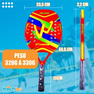 01 Raquete Tsunami Vermelha + 06 Bolas de beach Tennis