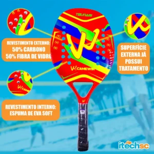 01 Raquete Tsunami Vermelha + 06 Bolas de beach Tennis
