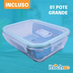 Pote Vidro 1030ml Hermético Com Trava Marmita Forno Micro