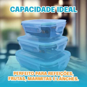 Pote Vidro 1030ml Hermético Com Trava Marmita Forno Micro