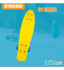 Skate Cruiser Mini Longboard Montado Completo Infantil amarelo