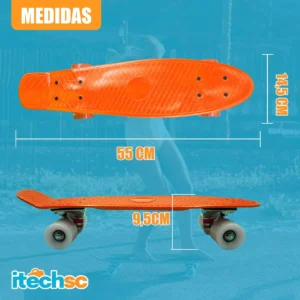 Skate Cruiser Mini Longboard Montado Completo Infantil Laranja