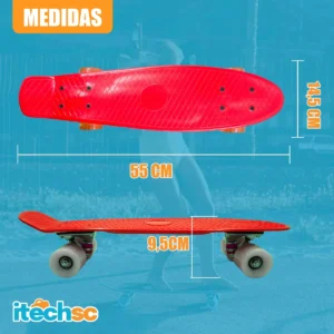 Skate Cruiser Mini Longboard Montado Completo Infantil Rosa