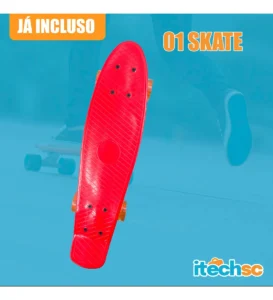 Skate Cruiser Mini Longboard Montado Completo Infantil Rosa