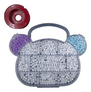 Kit de Miçangas Infantil C Caixa Ursinho + Fio Silicone 10m