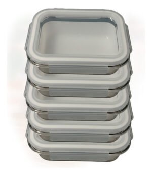 Kit 5 Potes de Vidro Hermético 640ml - Marmita e Conservação