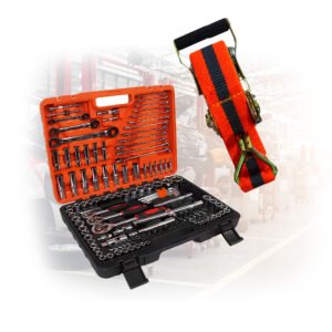 Kit Maleta Ferramentas 151pçs + Cinta Catraca Amarração 4,5m