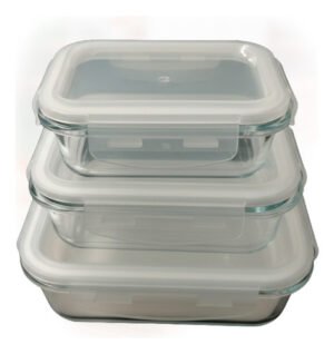 Kit 3 Potes de Vidro Hermético Tamanhos Diferentes - Multiuso